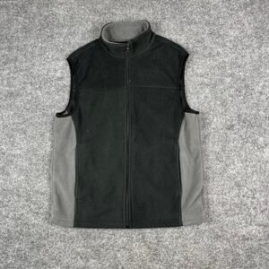 Bass Pro Shops Vest Mens Size M Black Gray Fleece Full Zip Outdoor Casual